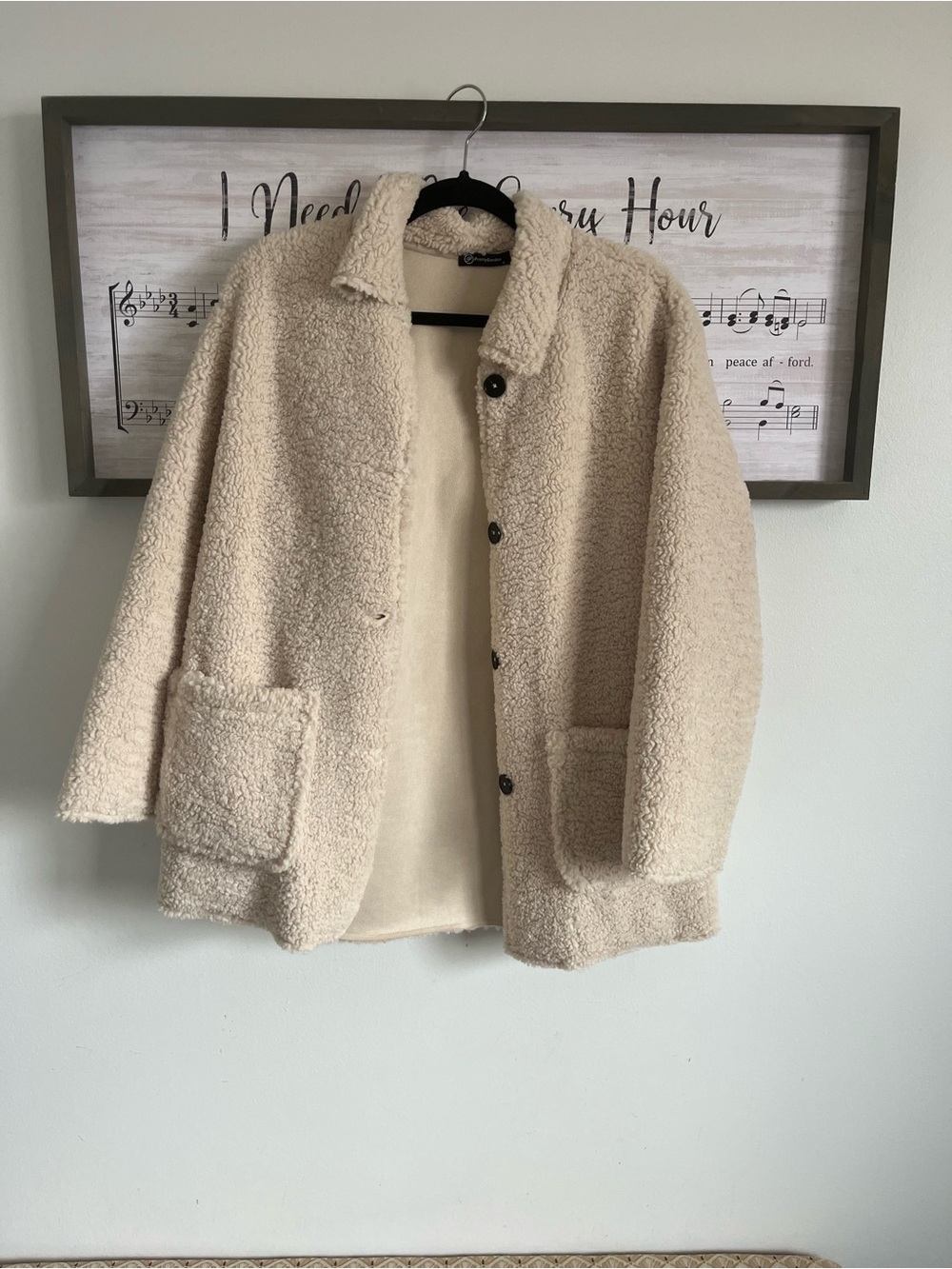 Cozy Cream Teddy Jacket for Women - Button Front Sherpa Coat
